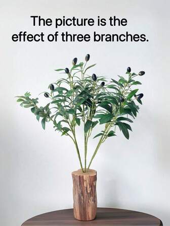 1 pieza/2 piezas Rama de olivo artificial de 3 puntas, diseño minimalista clásico para decoración del hogar, ambientación, arreglo floral para boda/fiesta de cumpleaños/fiesta