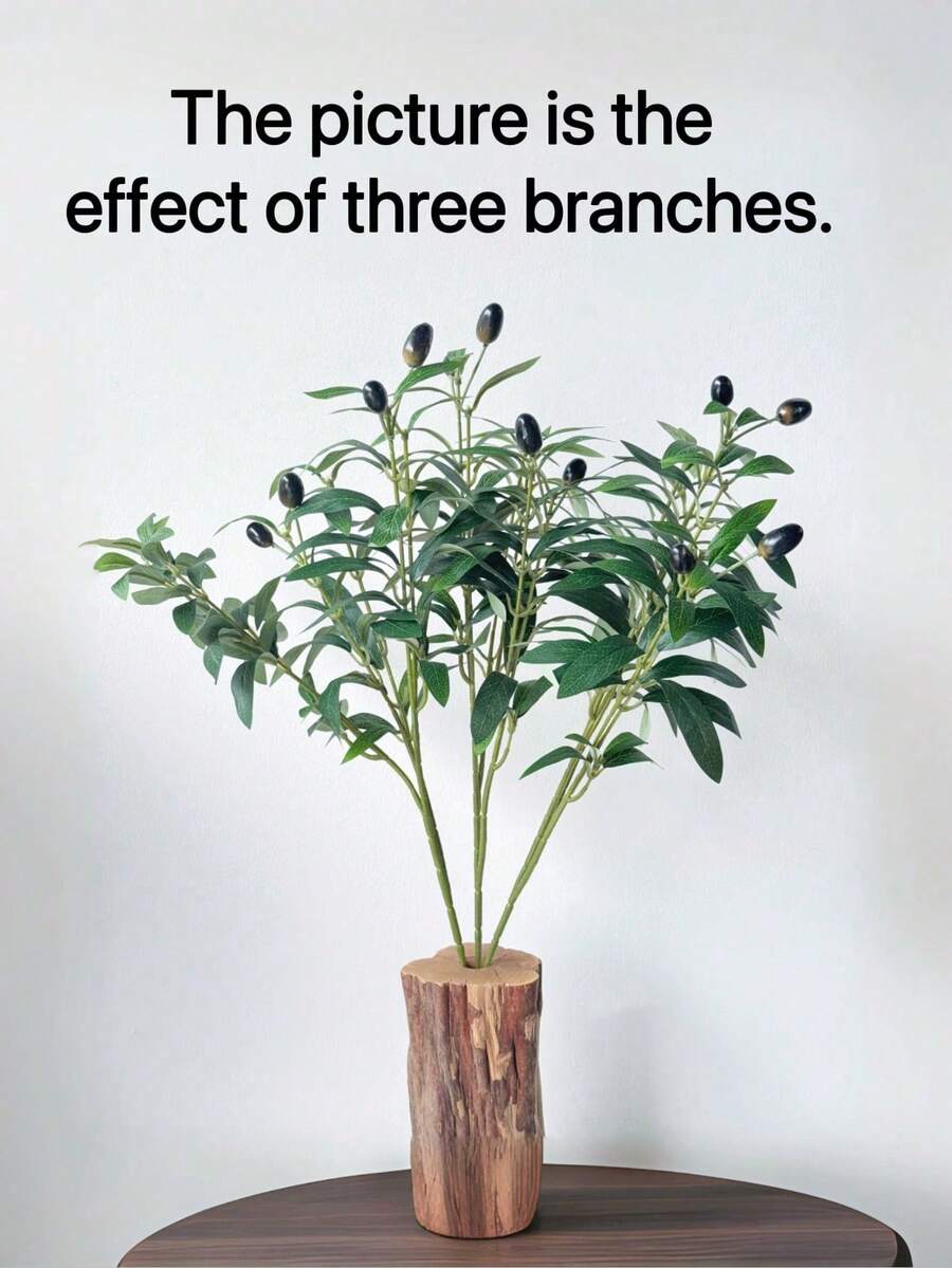 1pc/2pcs/3pcs Artificial 3-Prong Olive Branch, Classic Minimalist Design For Home Decor, Scene Setting, Wedding/Holiday/Birthday Party Floral Arrangement - Multicolor - View 1