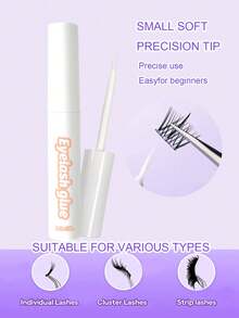 白色透明持久睫毛胶，适合个人DIY睫毛嫁接，防水条状及簇状睫毛胶水，温和高粘度睫毛胶，适合初学者（白色，5毫升）睫毛胶 - 彩色 - 查看 5