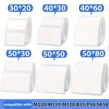 4 Rolls White Self-Adhesive Label Sheets - Compatible With M110S/M200/M110/M220/M120/P50 Portable Printers, Multi-Size (30x20mm/40x30mm/50x80mm) For Address Labels, DIY, Gift Wrapping, Bottles, For Home & Office - Multicolor - View 1
