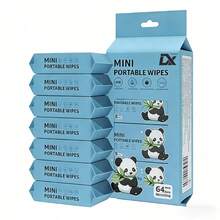 DX DINGXIAN 2 Packs,128 Pcs In Total Mini Portable Wipes -Surface Cleaning Wipes For Face & Body, Gentle Sensitive Skin, Travel-Sized Wipes For Period Essentials, Travel Essentials, Camping, Gym, Office & Daily On-The-Go Care | Disposable Panda Design Wet Wipes, Multi-Purpose Cleaning Supplies - Màu xanh lam - Xem 8