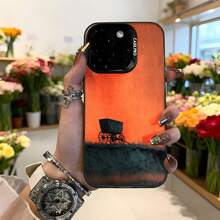 Funda para teléfono con diseño de carro antiguo naranja y negro con texto CASETNO para uso diario en floristería,Aplicable a los teléfonos de la serie Apple y Galaxy - Negro - Ver 2