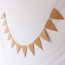 1/3 包 DIY 牛皮纸三角旗，自制彩色旗帜，36 面 6.8 x 5.1 英寸三角形旗帜，圣诞节教室装饰，生日派对，空白横幅带挂绳，可用于 DIY 绘画和书写 - 卡其色 - 查看 3