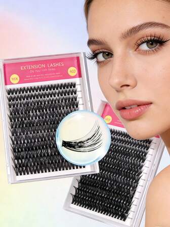 240pcs C/CC/D/DD Curly 9-15mm Thick & Voluminous Self-Adhesive 3D Curling False Eyelashes, Enlarging Eyes, For Party & Gift