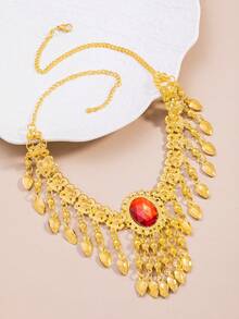 1pc Gold Tassel Necklace Headchain - A Versatile & Fashionable Gold Necklace That Can Be Worn Two Ways - Multicolor 17 - View 5