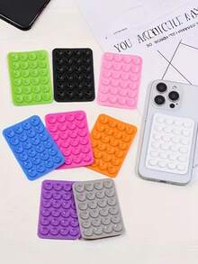 3pcs Square Single-Sided Silicone Suction Cup Multi-Function Phone Holder - Multicolor - View 1