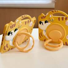 360° Rotating Holder Protective Case With Pencil Slot Compatible With IPad 10th/11th A16/56789th/Mini/Air/Pro, Cute Cat Silicone Shockproof Durable Suitable For 7.9" 8.3" 9.7" 10.2" 10.5" 10.9" Apple Tablets - Yellow - View 5