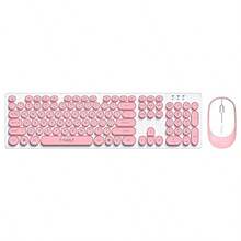 TF770 2.4G Teclado inalámbrico Ratón Combo Retro Punk Tecla red Cómoda Escritura silenciosa Amplia compatibilidad Rosa - Rosa - Ver 3