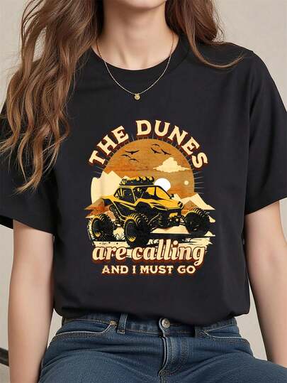 100% Cotton Sand Rail Dune Buggy Offroad Sand Racing Funny Sandrail T-Shirt Women's Summer Vacation Soft Tee Relaxed Fit Classic Comfort Tops