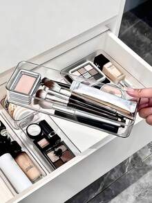 4/6 piezas Cajas organizadoras de cajones, Cajas organizadoras de escritorio, 4 opciones de tamaño, Cajas organizadoras de maquillaje de acrílico, Cajas de almacenamiento con compartimentos transparentes para dormitorio, oficina, baño, Cajas organizadoras multifuncionales para cosméticos, papelería, suministros de oficina, tocador, útiles escolares, bolsa de maquillaje, artículos de viaje - transparente - Ver 7