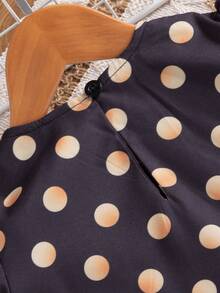 Young Girl's Vintage Modest Polka Dot Flared Short Sleeve Robe, Suitable For Daily, Outdoor, Commute, Party, Holiday