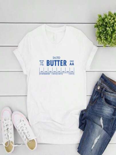 Salted Butter T-shirt Stick of Butter Shirt Funny Baker Gift Men Women Short Sleeve T-shirts Butter Lover Gift Casual Tshirts
