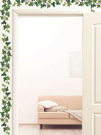 Realistiska väggklistermärken med gröna vinrankor, med vintergröna murgrönablad och hängande rankor, är avdragbara och klibbiga, lämpliga för att dekorera vardagsrum, sovrum, soffor och TV-bakgrundsväggar.