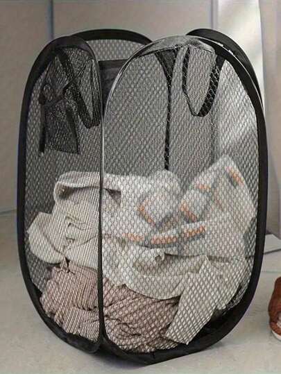 Grand panier à linge pliable et léger en filet avec poignées - Panier pliable de grande capacité pour ranger le linge sale dans la salle de bain, la chambre et la chambre d'étudiant