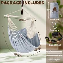 Chihee Columpios Silla Hamaca Fuerte Metal Plegable Barra separadora Portátil Silla Colgante Máximo 227KG Asiento cómodo Patio Césped Silla Mezcla de algodón para Comodidad Superior Durabilidad - GrisclaroPrtigametlica - Ver 3
