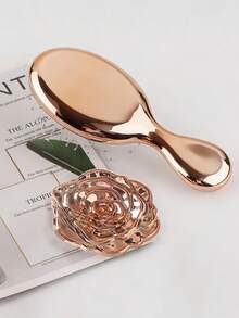 Brodark 4pcs Rose Gold Air Cushion Mini Comb, Rose Mirror, Thank You Card, White Drawstring Bag Set, Suitable For Bride Wedding Favors, Bachelorette Party, Birthday, Ladies Party, Daily Gathering, Small Gifts, Gifts For Family, Friends, Girlfriend, Mother, Valentine's Day, Mother's Day - Rose Gold - View 7