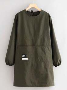 1件大口袋长袖围裙，时尚新款防水防污围裙，适用于家庭、餐饮和工作场合。 - 彩色 - 查看 5