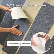 7/15pcs 19*45cm Rectangular Non-Slip Stair Treads, Plain, Self-Adhesive Anti-Slip Stair Mats, Suitable For Wooden Steps - 22x70cm Indoor Peel And Stick Carpet, Durable Stair Pads, Suitable For Elderly, Pets And Families, Relieve Foot Pressure - Multicolor - View 13