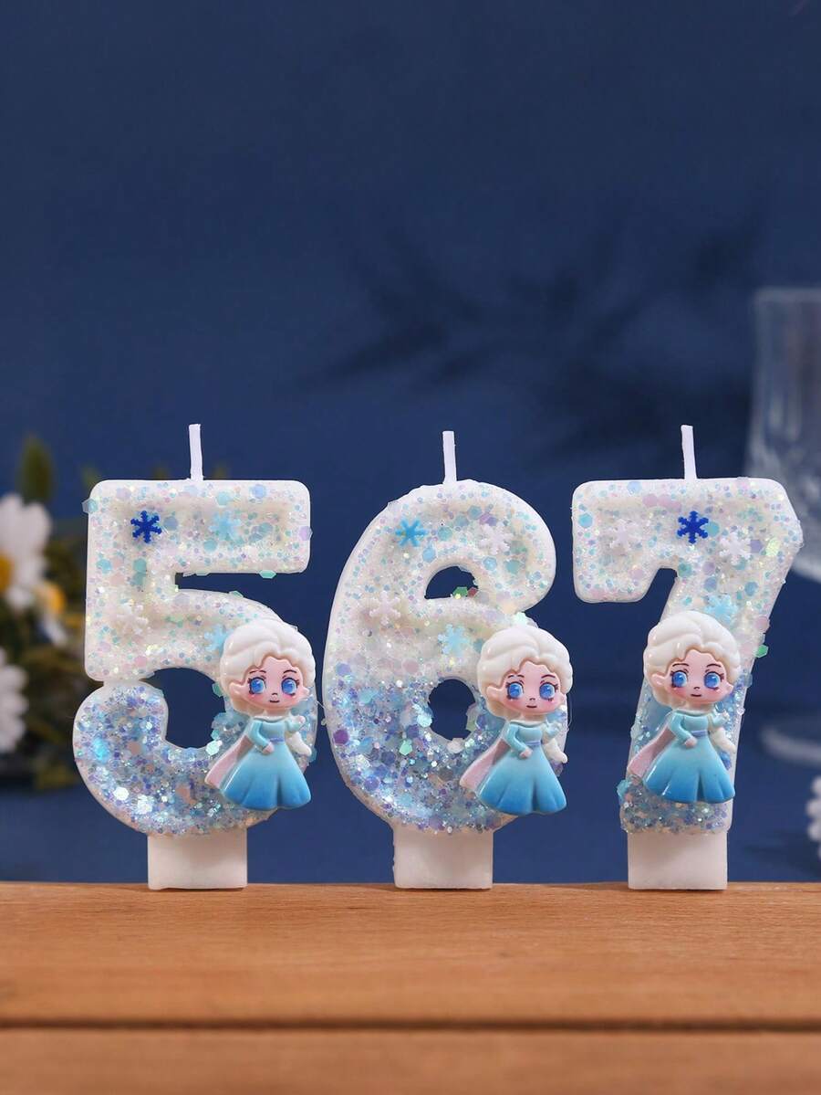 Snowflake Color Matching Birthday Candle, Party Favor, Numeral Candle, Suitable For Party, Birthday And Anniversary Decoration, Exquisite Atmosphere Decorative Candle
