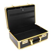 RibasuBB Portable Barber Stylist Carrying Case, Large Capacity Organizer For Clippers, Scissors, Combs, And Styling Tools, Durable With Double Password Lock - Gold - View 11