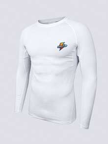 Men's Moisture Wicking Quick Dry Long Sleeve Athletic Workout T-Shirts, Breathable Stretchy Fitness Tops For Outdoor Sports, Running, Gym - White - View 3