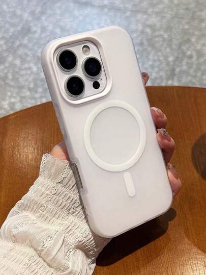 1 Pair Couple Jelly 2-In-1 Solid Color Magnetic Phone Case, White Available, Compatible With IPhone 17 Pro Max/16 Pro Max/15 Pro Max/13/15/16/17 Pro/14/11, Supports Wireless Charging