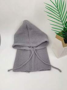 1 pieza Gorro de pasamontañas para mujer con cuello desmontable, cuello térmico de mezcla de lana, máscara de esquí, bufanda y capucha para el invierno al aire libre, adecuado para el hiyab musulmán - Negro - Ver 7