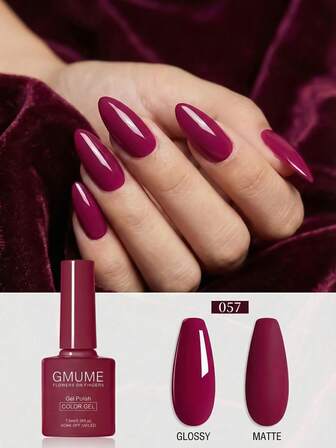 7.5ml Burgundy Gel Nail Polish No.057, Deep Wine Red Color, Elegant Fall Winter Manicure Varnish