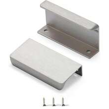 Satanga Brushed Nickel Pack of 2 Edge Finger Pull for Cabinets Kitchen Concealed Aluminum Hidden Bar Pulls Drawer Pulls Easy to Install 3.15 inch Overall Length - cepilladonquel - Ver 1