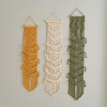 1pc Macrame Wall Hanging, Boho Style Wall Decor Tapestry, Handwoven Colorful Tassel Baseball Cap Display Rack, Wall Mounted Hat Storage Tapestry - Hat Not Included - Multicolor - View 3