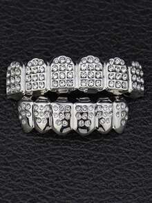 Fashionable Personalized Hip-Hop Gold & Silver Rhinestone Zirconia Unisex Jewelry Set, Suitable For Halloween, Nightclub Outfit - Multicolor - View 2