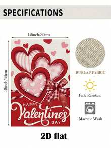 1pc 2D Flat Linen Valentine's Day Garden Flag - Double-Sided, Durable And Washable, Linen Material, Size 30*45 Cm, Perfect For Outdoor Lawn And Courtyard Decoration During Festivals, Without Flagpole, Multi-Purpose Festival Decoration Item - Multicolor - View 6