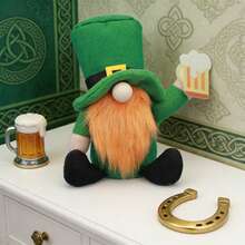 1pc Irish Festival Themed Decorative Figurine, Creative Clover Element Couple Gnome Figurine Home Desktop Decor, Seasonal Window Display, Holiday Party Scene Decoration, Holiday Gift, Photography Prop, Store Decor, Farmhouse Decor, Home Decor, Party Decor