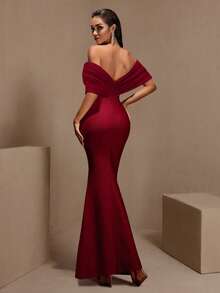 Shiny Patchwork Zipper Mesh Rhinestone Embellished Formal Evening Gown Wedding Spring Party - Red - View 4