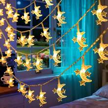 1 Pack Small Stars And Moon Hanging String Lights Battery Powered - 10/20/30/40 LED Fairy Lamps For Ramadan, Bedroom, Party & Home Festival Decor - Multicolor - View 3