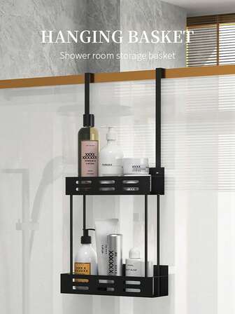 Organizador de despensa sobre la puerta, estantería de especias sobre la puerta con cestas, organizador de almacenamiento colgante para puerta para cocina, baño, estantería de almacenamiento autoadhesiva sobre el gabinete para cocinas pequeñas