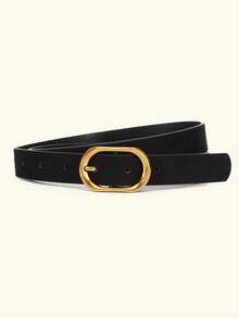 1pc Black Fashionable Women's Skinny Waist Belt With Buckle - Belt - View 2