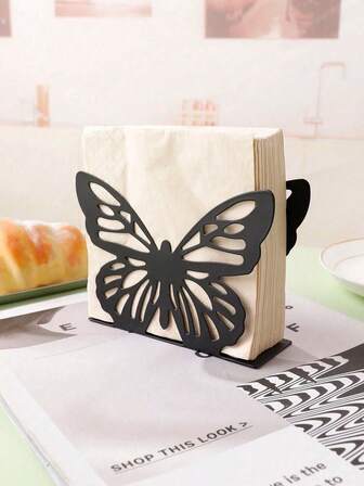 1pc Metal Butterfly Shaped Hollow Napkin Holder, Personalized Paper Towel Dispenser Stand-Alone, Home Decor Accent, Suitable For Bedroom, Living Room And Car Storage, Home Decor Accessory, Exquisite Paper Towel Rack, Metal Gold Finish