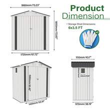 8X6FT Metal Storage Shed,Tool Shed With Peaked Roof Waterproof With Clear Window And Lockable Door Compact Tool Shed For Garden, Backyard,Patio,Sundries And Bike Storage, White - trắng - Xem 10