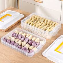 Dumpling Freezer Container, Multi-Layer Preservation Tray, Ravioli Frozen Box, Meat Frozen Packaging Box, Refrigerator Food Storage Container, With Handle Design, Portable & Effortless, Multi-Layer Sealed With Lid - Clear - View 5