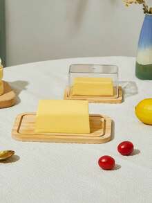 1 pieza Tabla de cortar de cocina con tapa transparente, adecuada para almacenar pastel de queso, queso, se puede colocar en el refrigerador - Multicolor - Ver 2