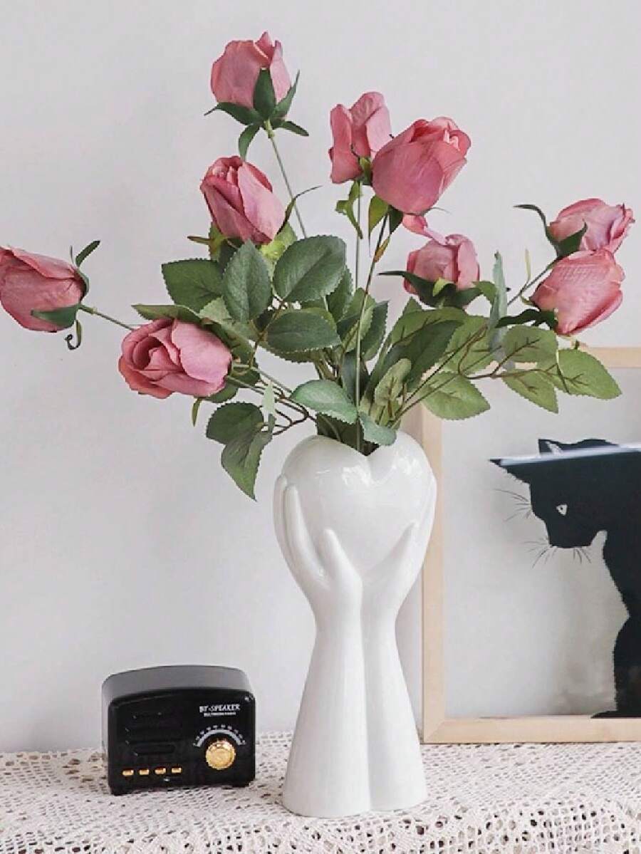 Hands Holding Heart Vase, Arm Bud Vase, Cute & Unique, Bohemian Minimalist Feminine Design, Modern Nordic Style Home Decor For Living Room, Office, Best Gift For Valentine's Day, Christmas - Multicolor - View 1