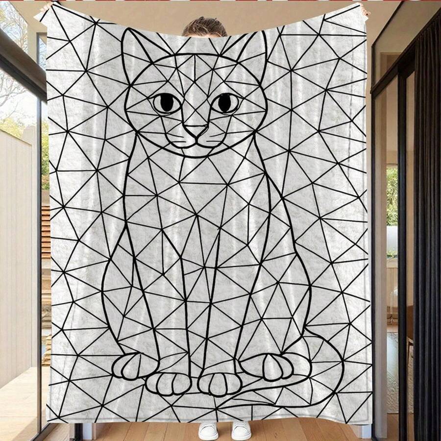 1pc Colorable Geometric Cat Graffiti Blanket - Long Plush All-Season Sofa Bedspread With Free Coloring For & S, Soft Warm Bedding Gift, Cozy For Rooms (Blanket Only - No Markers Included) Four Seasons Universal Multifunctional Blanket/Perfect Gift, Aesthetic Design And 2D Printing Technology Is An Ideal Companion For Sofa Napping, Traveling Camping, Home Decoration And Office Embellishment.A Thoughtful Gift For Thanksgiving, Christmas, Valentine's Day, Father's Day, Mother's Day And Other Festivals Special Moments Such As Birthdays, Weddings, Anniversaries And More.Exclusive Gifts For Family Members, Partners, Parents, Ren, Grandparents Or Dear Friends.They Are Perfect For Beds, Living Rooms, Offices, Beaches,Newly Expanded Themed Collections To Meet A Variety Of Styles And Scenar. - Nhiều màu 12 - Xem 1