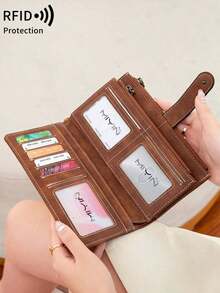 Fashion Vintage Women's Daily Multifunction Large Capacity Trifold Credit Card Holder RFID Blocking Wallet Credit Card/ ID Card/ Coins/ Cash/ Receipts Ladies Double Zipper Pocket Clutch Gifts Birthday Gifts Anniversary Cow Print Wallet Women Wallet Purse Wallet Long Wallet Wristlet Wallet - Đỏ - Xem 7