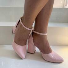 Pointed Toe Chunky Heel Women's Shoe Classic Elegant High Heel 027 SHOW SHOW - LIGHT PINK - View 2