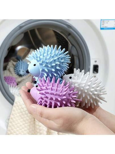 1/2/4个装可重复使用的可爱刺猬洗衣球，高效去污除毛，适用于洗衣机和烘干机，防皱防粘，是让衣物柔软洁净的必备洗衣配件。