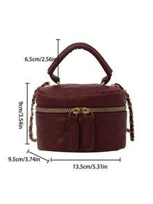 Lightweight Mini Bag, Chain Bag, Quilted Bag, Handbag, Bucket Bag, Suitable For Girls, College Students And Working Women, Perfect For Office, University, Work, Commute, Outdoor Activities, Travel And Outings, Must-Have Item For New Year - Burgundy - View 9