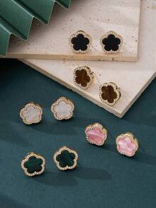 1 Pair Of Luxurious Rhinestone Clover Earrings, Classic And Elegant Multifunctional Fashionable Women's Earrings, Jewelry Accessories - Multicolor - View 4