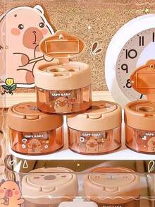 1/3/5pcs Set Cute Capybara Dual-Hole Pencil Sharpener, Manual Pencil Sharpener, Capybara Design, Random Color, Creative Flip-Top Pencil Sharpener, Cartoon Handheld Pencil Sharpener, Suitable For School And Office Use, For Pencils And Makeup Brushes, Student Portable Pencil Sharpener, Desktop Decor Portable Sharpener, Student Stationery Reward, Ideal Gift, School Supplies - Multicolor - View 11