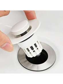 1pc Pop-Up Bathroom Sink Drain Stopper - Multifunctional Pressure Filter, Durable Plastic Material, Bathroom Sink Anti-Clogging, Essential Drainage Accessory, Sink Drain Filter, Household Hair Catcher, Restaurant Kitchen Food Debris Strainer, Bathroom Accessories & Small Tools/Bathroom Essentials, Modern Bathroom Elegant Design, Bathroom Sink Accessories - Multicolor - View 2